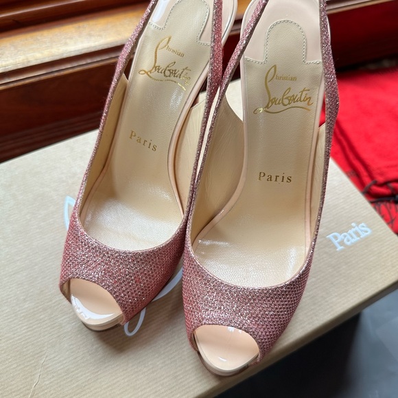 Brand new beautiful Christian Louboutin Private Number 120 Glitter Platform Heel - Picture 2 of 9